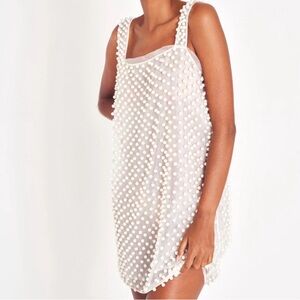 LoveShackFancy Kayana Pearl Embellished Mini Dress